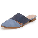 Womens Pointed Toe Mules Flats Cutout Backless Chunky Heels Slides Sandals