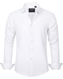 Men's Dress Shirts Solid Long Sleeve Stretch Wrinkle-Free Shirt Regular Fit Casual