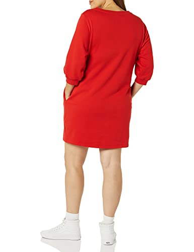 Women's French Terry Blouson Sleeve Crewneck Sweatshirt Dress (Available in Plus Size