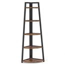 70 inch Tall Corner Shelf, 5 Tier Rustic Corner Bookshelf Industrial Corner Ladder Shelf