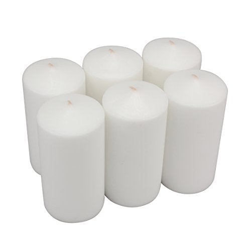 Stonebriar Tall 3x6 Inch Unscented Pillar Candles,White, 6 count