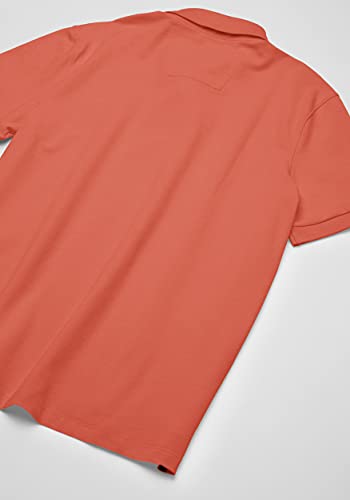 Men's Short Sleeve Solid Stretch Cotton Pique Polo Shirt, Pale Coral