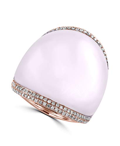 14K ROSE GOLD DIAMOND ROSE QUARTZ RING