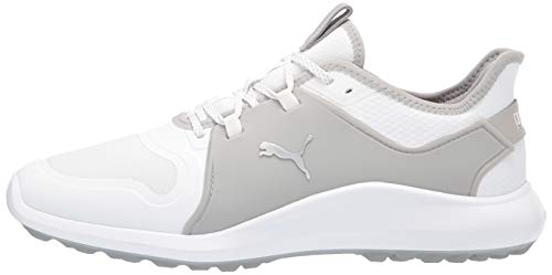 PUMA Men's Ignite Fasten8 Golf Shoe, White Silver-High Rise, 11.5