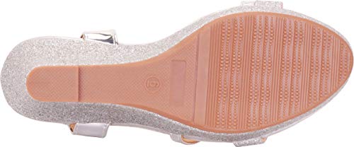 Women's Strappy Glitter Chunky Platform Wedge Sandal,6 B(M) US,Silver