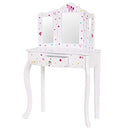 Pretend Play Kids Vanity Table and Chair Vanity Set with Mirror Makeup Dressing Table