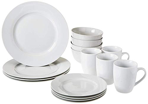 16-Piece Porcelain Kitchen Dinnerware Set with Plates, Bowls and Mugs