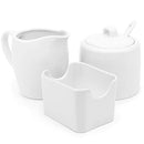 Sugar and Creamer Set, 3 Piece, Pitcher, Sugar Bowl with Lid and Spoon, Sweetener Holder, White