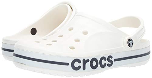 Crocs Unisex-Adult Bayaband Clogs, White/Navy, 6 Men/8 Women