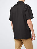 Men's Short Sleeve Work Big and Tall Button Down Shirt, Black, 5XL Plus UK