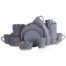 Stone Lain Jules 32 Piece Stoneware Round Dinnerware Set, Grey