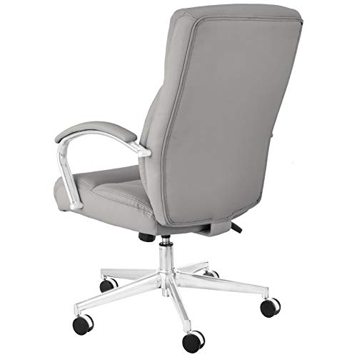 Executive Chair, 275lb Capacity with Oversized Seat Cushion, Grey Bonded Leather