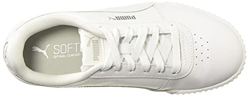 PUMA Women's Carina Sneaker, White White Silver, 7 M US