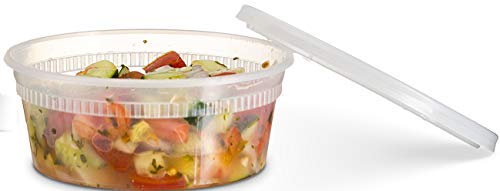 [48 Count 8 Oz Combo] Disposable plastic Deli Food Storage Containers With Plastic Lid