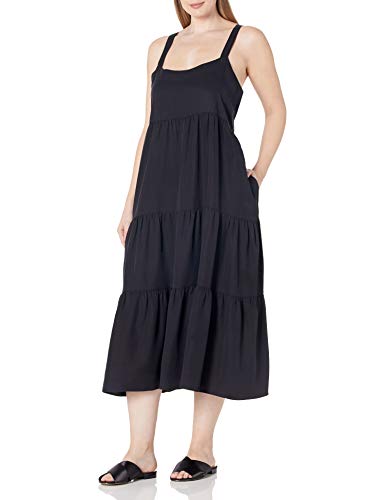 Women's Britt Tiered Maxi Tent Dress, Off-Black, S