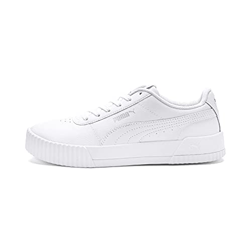 PUMA Women's Carina Sneaker, White White Silver, 7 M US