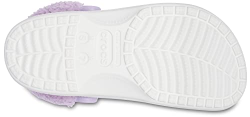 Crocs Unisex Men's and Women's Baya Lined Fuzz Strap Clog, White/Lavender, 7 US