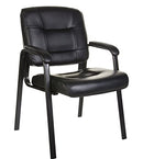 Classic Faux Leather Office Desk Guest Chair with Metal Frame - Black