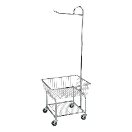 Rolling Laundry Cart with Hanging Bar - Chrome Finish