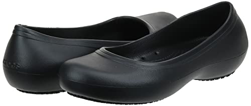 Crocs Women's At Work Ballet Flats| Slip Resistant Work Shoes, Black, 8 Women