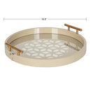 Caspen Modern Round Tray, 15.5 inch Diameter, Sand Light Brown, Decorative Tray