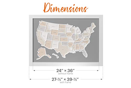 50 States USA Photo Map - Frame Optional - Made in America (Driftwood, White Frame)