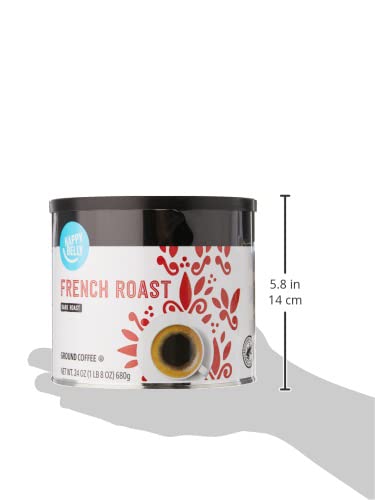 Amazon Brand - Happy Belly French Roast Canister Coffee, Dark Roast, 24 Ounce