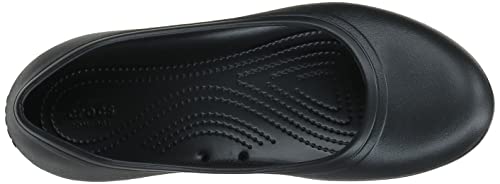 Crocs Women's At Work Ballet Flats| Slip Resistant Work Shoes, Black, 8 Women