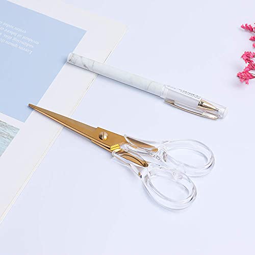 Clear Acrylic Gold Craft Scissors Straight Recycle Stainless Steel Cutting Tool