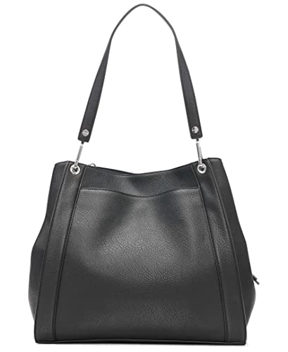 Calvin Klein Reyna Novelty Large Triple Compartment Shoulder Bag, Black/Silver Combo