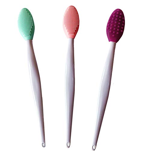 3 PCS Lip Scrub Brush, Double-Sided Silicone Exfoliating Lip Brush