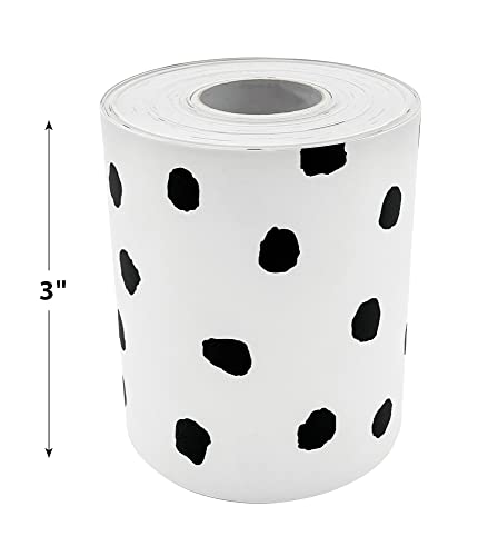 Teacher Created Resources Black Painted Dots on White Straight Rolled Border Trim (TCR8910)