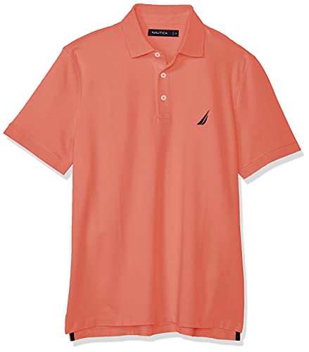 Men's Short Sleeve Solid Stretch Cotton Pique Polo Shirt, Pale Coral