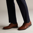 Clarks Men's Tilden Cap Oxford Shoe Dark Tan Leather 9.5 M