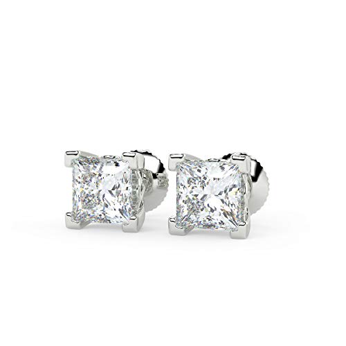 Certified 2.0 Cttw Near Colorless Square Princess Diamond Earrings