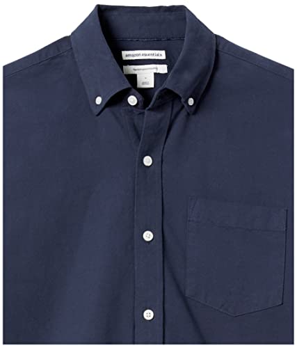 Amazon Essentials Men's Regular-Fit Short-Sleeve Pocket Oxford Shirt, Navy, X-Large