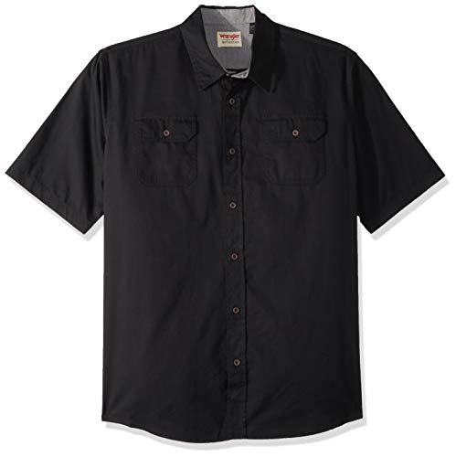 Short Sleeve Classic Woven button down shirts, Caviar