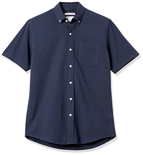 Amazon Essentials Men's Regular-Fit Short-Sleeve Pocket Oxford Shirt, Navy, X-Large