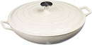Enameled Cast Iron Covered Casserole Skillet, 3.3-Quart, White