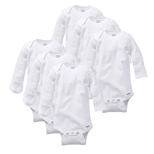 Gerber baby girls Long-sleeve Mitten-cuff Onesies infant and toddler bodysuits, White