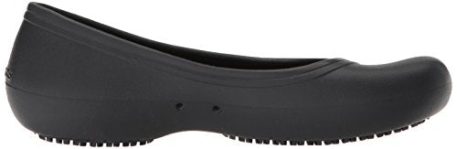 Crocs Women's At Work Ballet Flats| Slip Resistant Work Shoes, Black, 8 Women