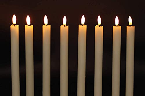 Flameless Ivory Taper Candles Flickering with 10-Key Remote, Battery Operated Led Warm 3D Wick Light