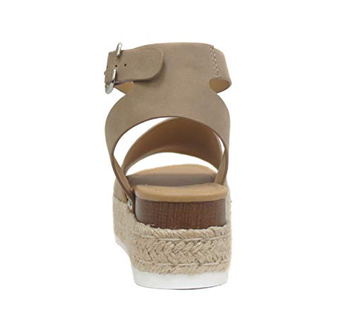 Open Toe Buckle Ankle Strap Espadrilles Flatform Wedge Casual Sandal