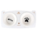 Cat Bowl Ceramic Pet Double Bowl Puppy Plate, Food and Water Bowl Set