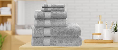 Bath Towels 600 GSM Grey 100% Cotton - Premium Highly Absorbent, Super Soft, and Plush - Towels