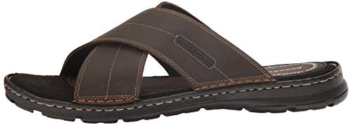 Rockport Men's Darwyn Xband Slide Sandal, Brown II Leather, 11.5