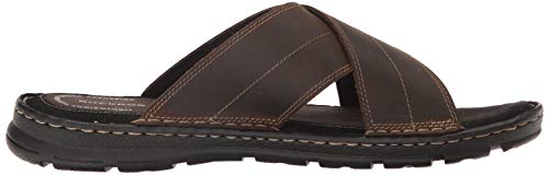 Rockport Men's Darwyn Xband Slide Sandal, Brown II Leather, 11.5