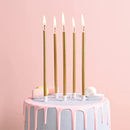 24-Count Gold Long Thin Metallic Birthday Candles, Cake Candles