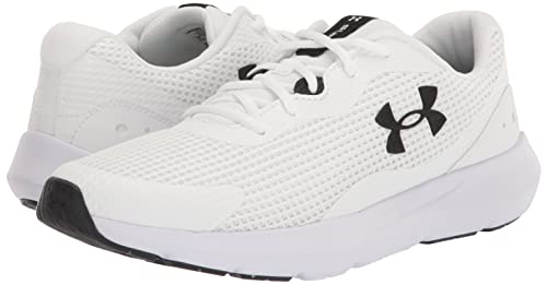 Under Armour Men's Surge 3 Road Running Shoe, White (100)/Black, 11