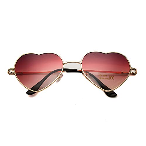 Dollger Red Heart Shape Sunglasses for Women Metal Fame Party Favor